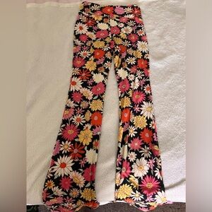 Walmart flared flower leggings. multicolored, high waisted, flared bottoms
